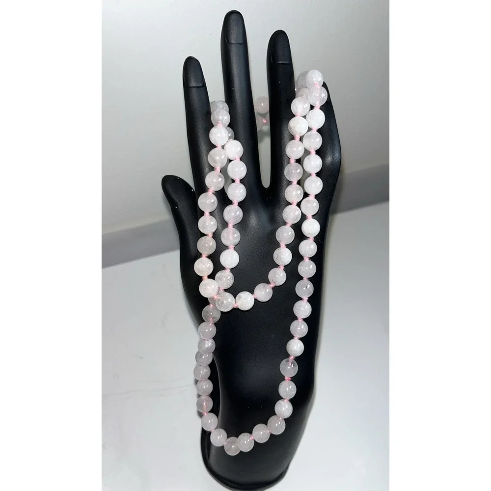 Necklace Jadeite Amethyst Knotted‎ Beads Pink Luxury Angelic Romantic Pastel